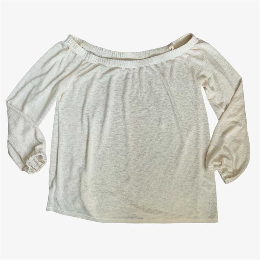 Velvet by Graham & Spencer Ivory Jersey Off Shoulder Top SZ S - Picture 5 of 11
